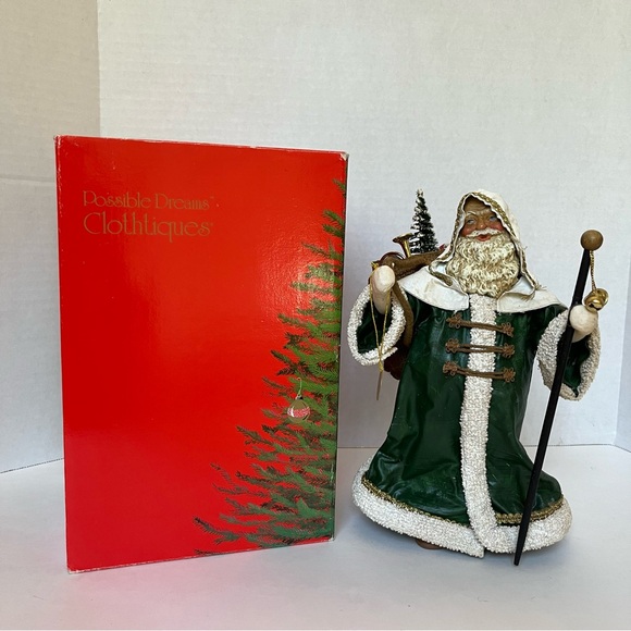 Clothtiques Possible Dreams 1988 Toy Sack Santa Green Robe 713042 Santa Figurine - Picture 2 of 16